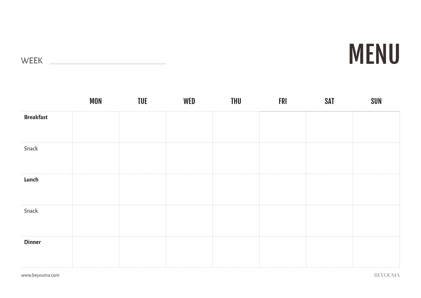 BEYOUMA «Menu Planner» - PDF